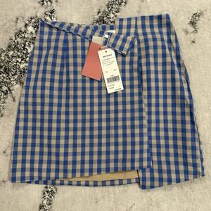 Air Space Skirt Plaid Womens Size Small Blue Gray 100% Cotton Mini NWT
